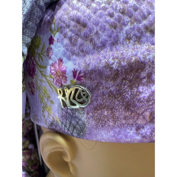 Rinati Lakel Purple Floral Leatherette Kaly Easy Headscarf Satin Feel Floral Pat - Picture 2 of 8